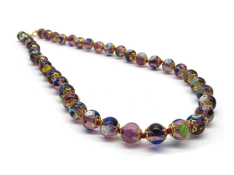 Violet Murano Glass Bead Necklace
