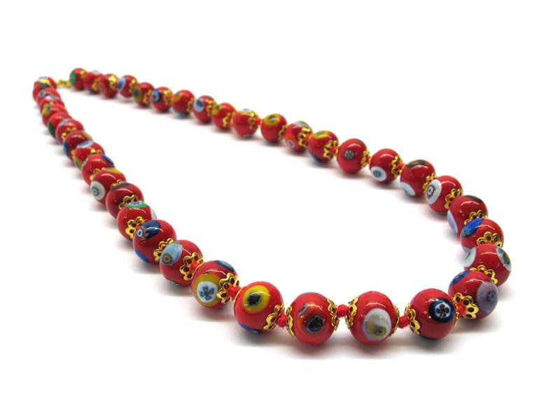 Red Murano Glass Bead Necklace