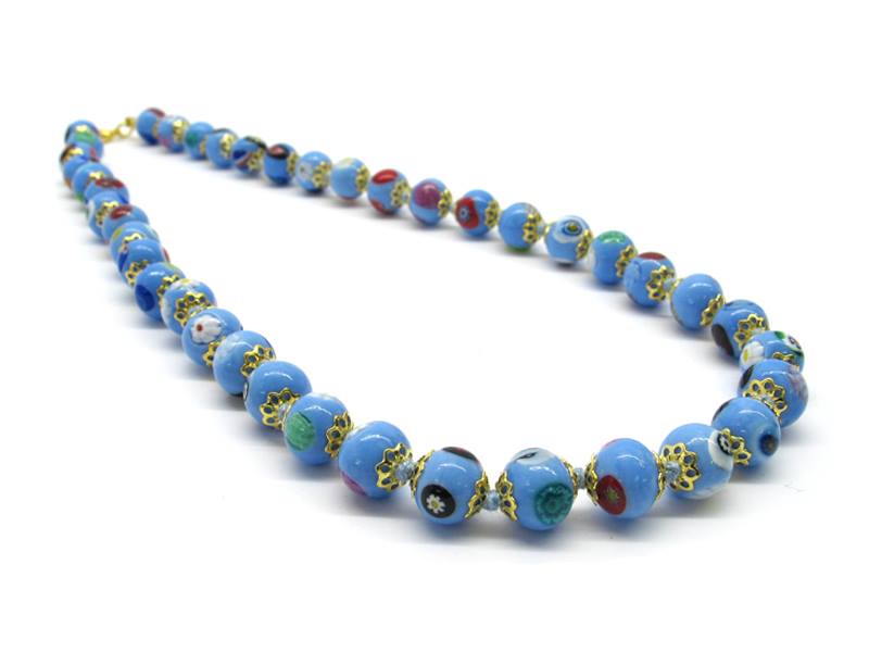 Light Blue Murano Glass Bead Necklace