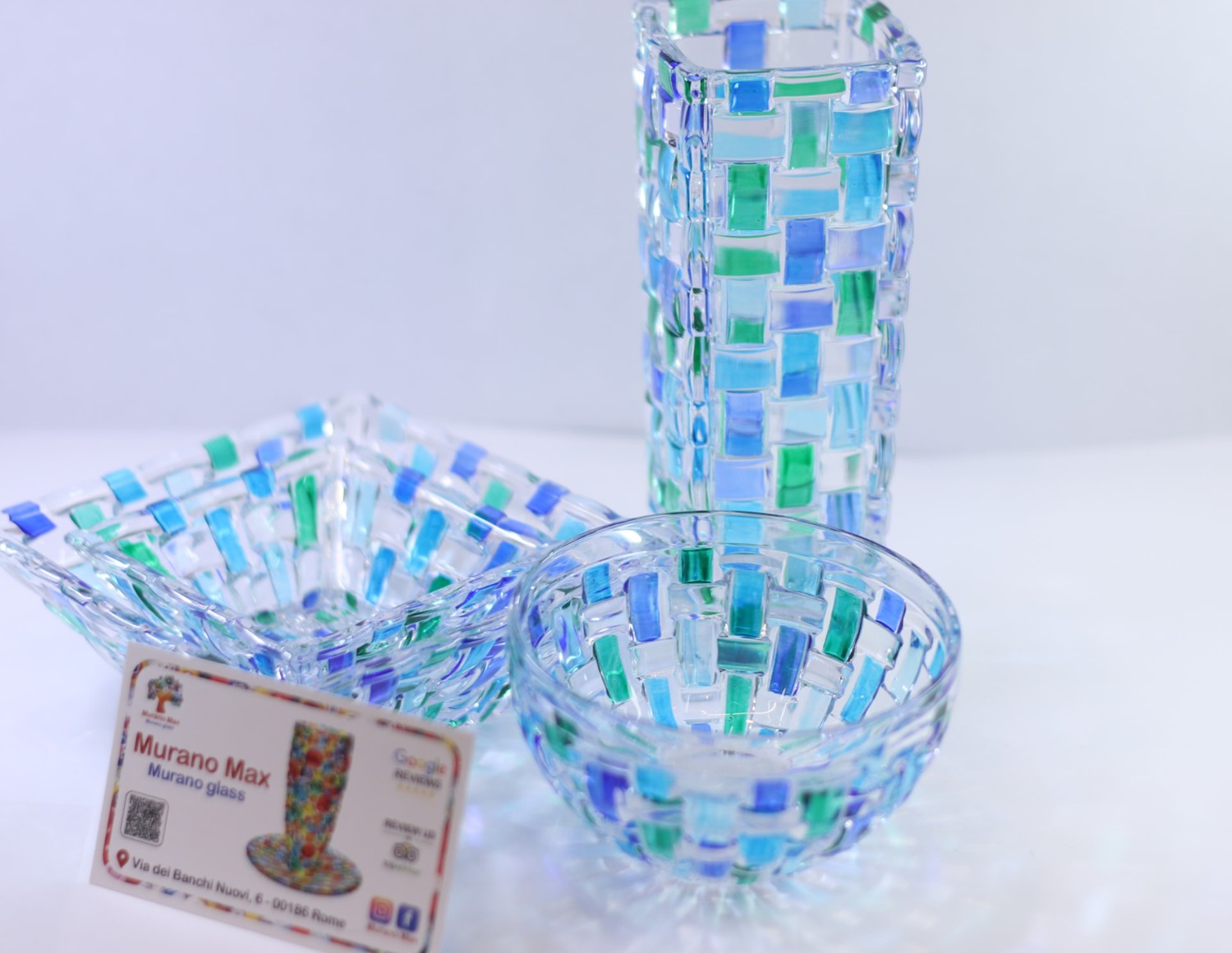 Murano Max glass piece Blue & green glassware
