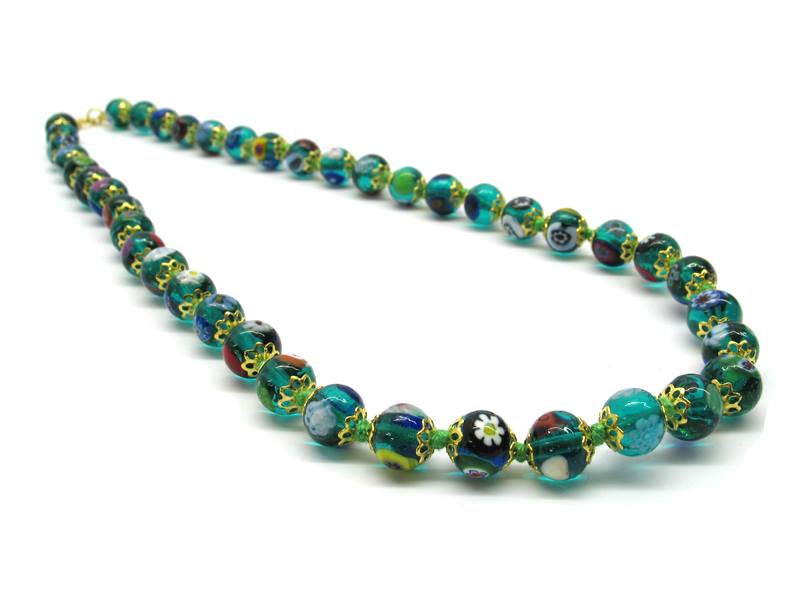 Green Murano Glass Bead Necklace